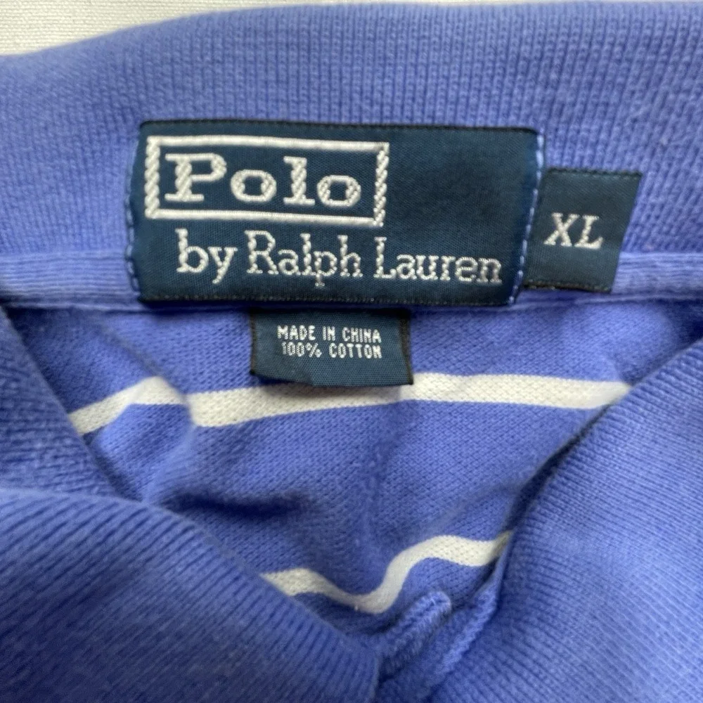 Vintage Polo‎ Ralph Lauren Men's Polo Shirt XL Short Sleeve Blue White Stripe